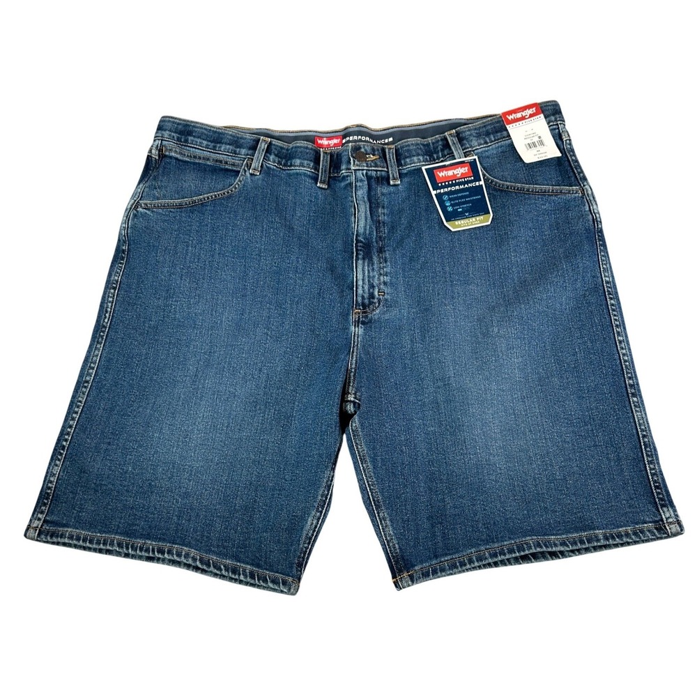 Wrangler Five Star Performance Mens Blue Denim Shorts Regular Fit 44 x 10 NWT